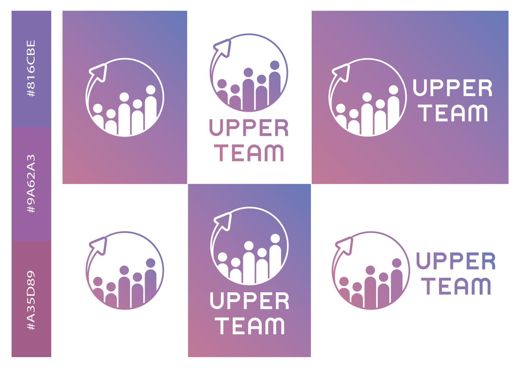 Logo principal d’UPPER Team avec ses déclinaisons et palette de couleurs officielle du cabinet de conseil en transformation agile