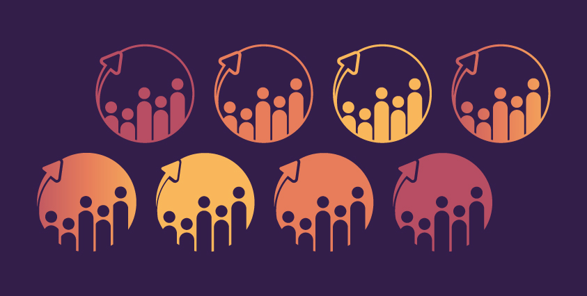 Proposition initiale de palette de couleurs pour UPPER Team, avant le choix final du dégradé violet-rose, illustrant le processus créatif